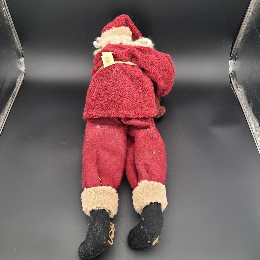 Primitive Cloth 28" Santa Claus & Teddy Bear Soft Christmas Figure, Shelf Sitter - Picture 6 of 13